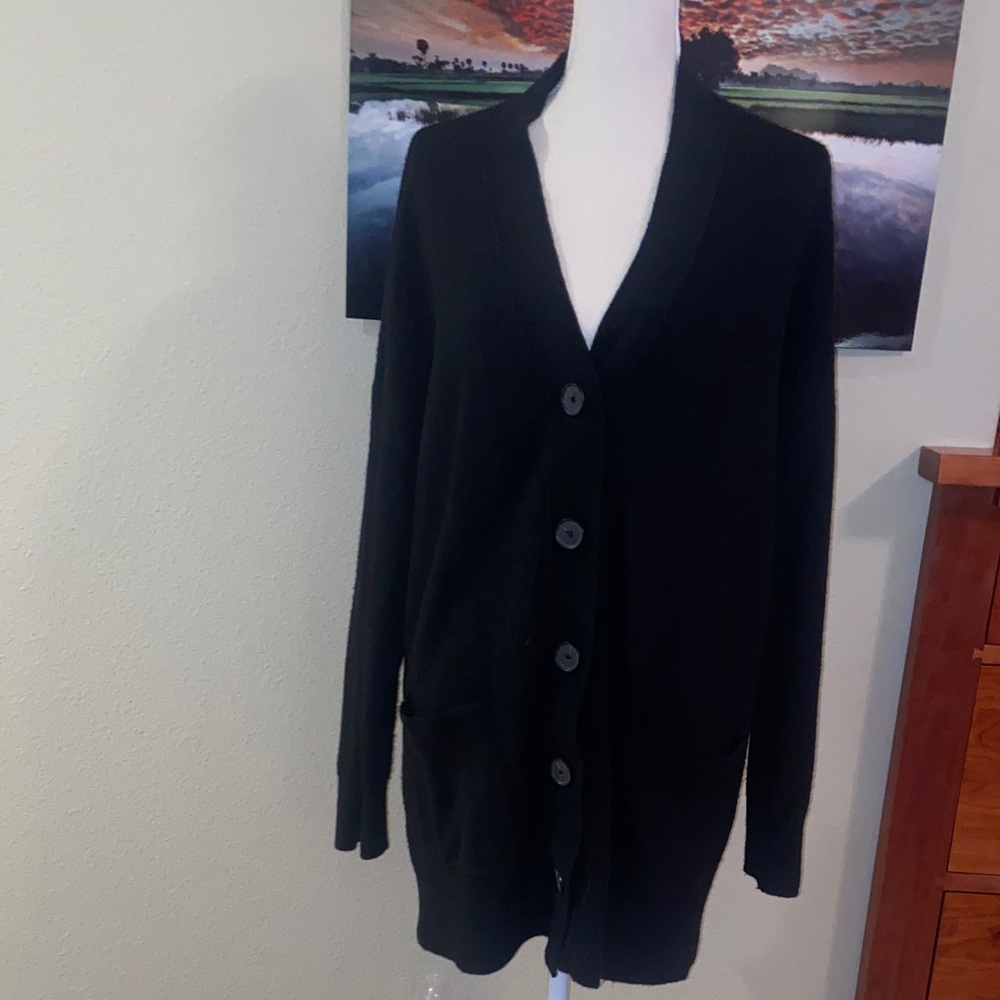 LOFT Black Women's Girlfriend Cardigan Sweater Oversized Grandmacore Granny